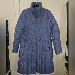 LL BEAN Coat Womens Blue Quilted 80% Goose Down Puffer Jacket Sz XL